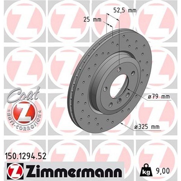 Zimmermann Brake Disc - Sport/Coated, 150.1294.52 150.1294.52